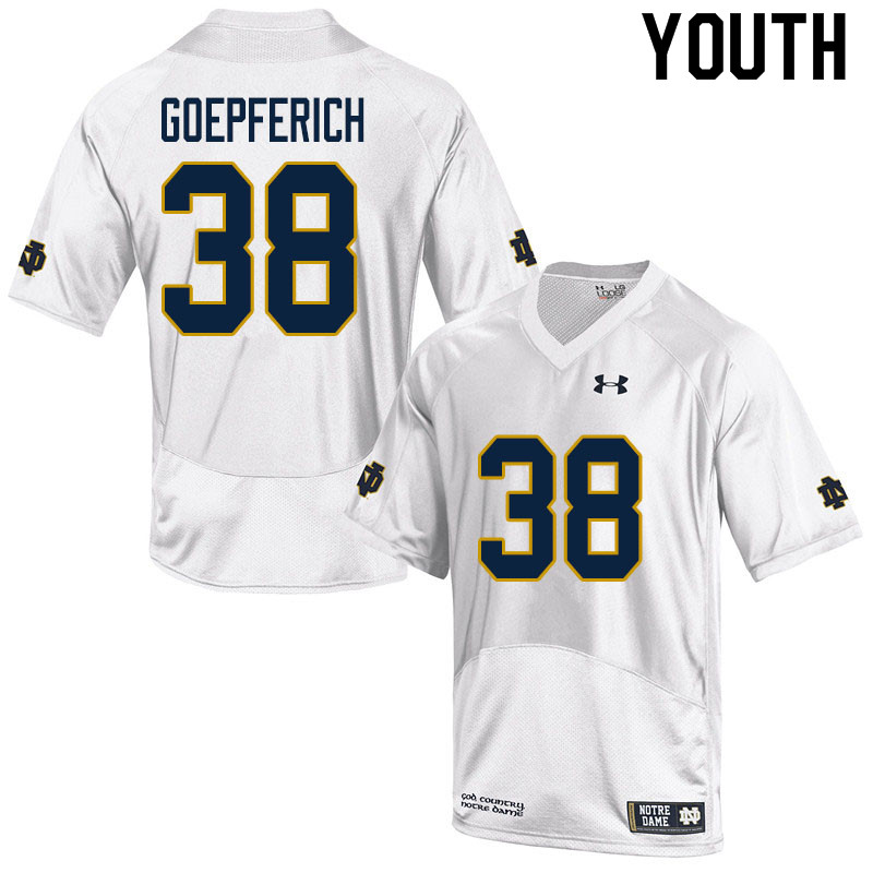 Youth #38 Dawson Goepferich Notre Dame Fighting Irish College Football Jerseys Sale-White